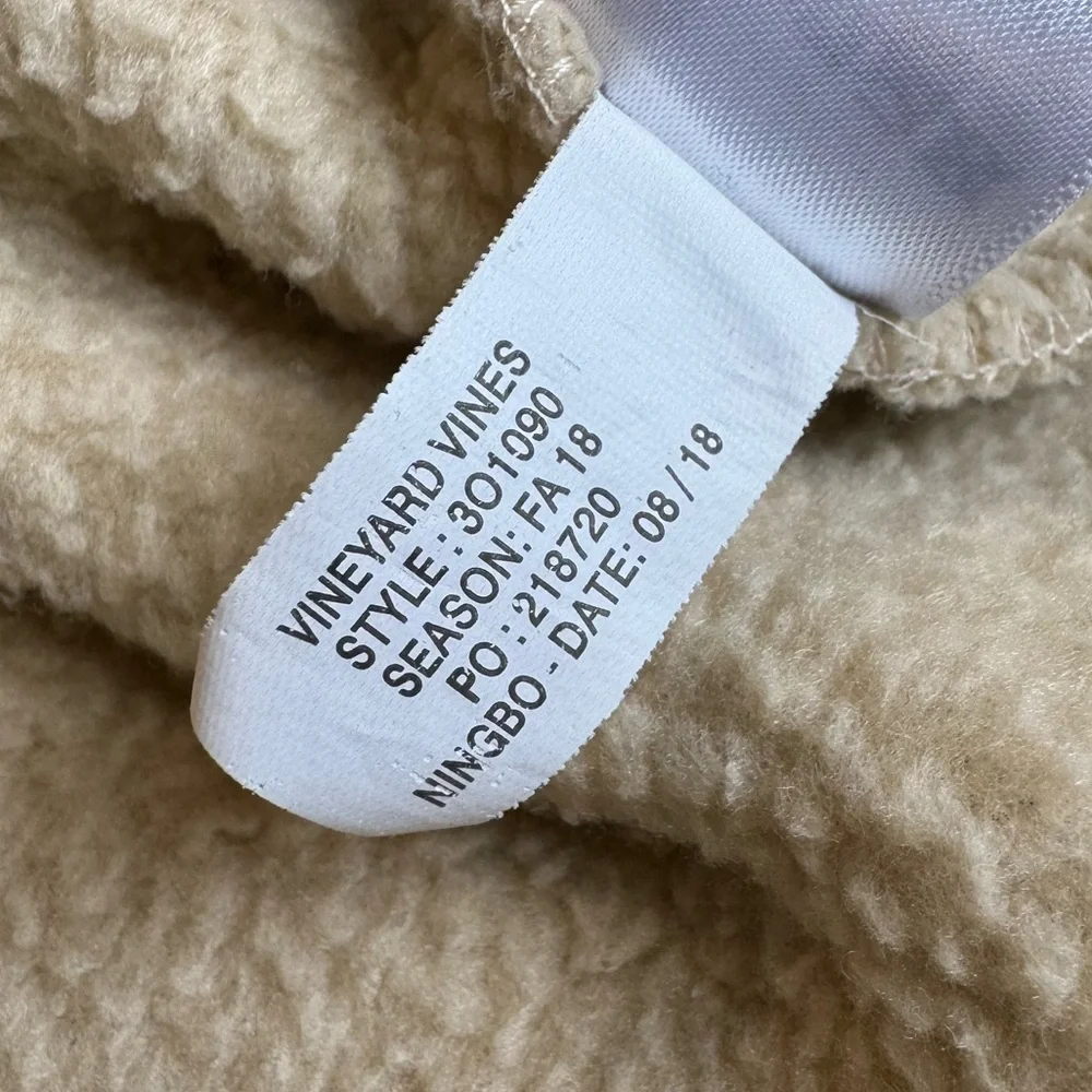 Vineyard Vines Kids Sherpa Harbor Fleece Half Zip Pullover | Large (16) | Cream